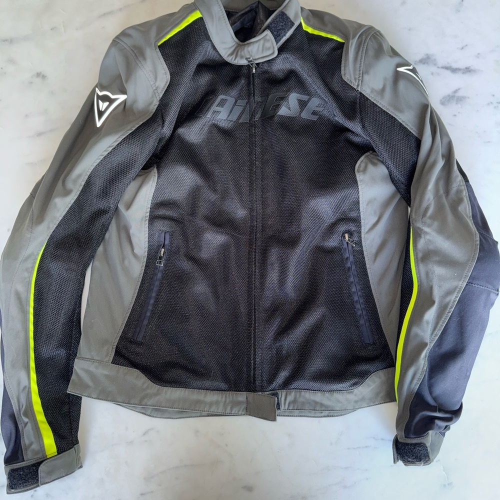 Dainese Women's Black and Gray Motorcycle Jacket with Neon Accents